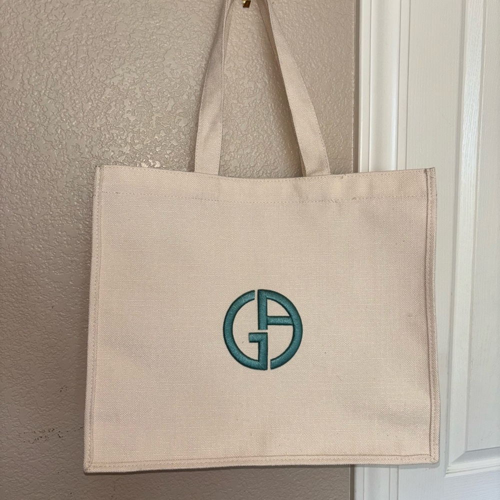 Giorgio Armani ivory canvas tote bag NEW